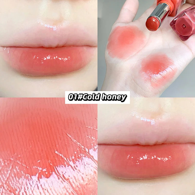 Gege Bear Mirror Gloss Lipstick — Ice-Translucent Water-Gloss Finish, Plumping and Hydrating